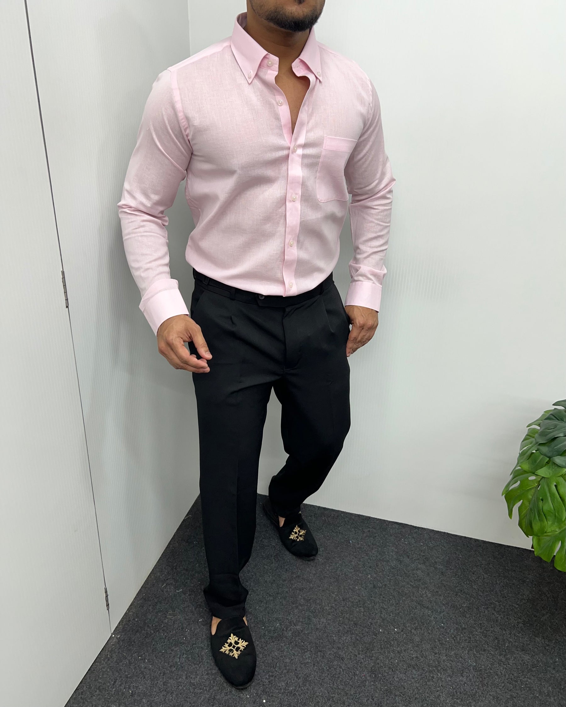 Light Pink Cotton Linen Shirt