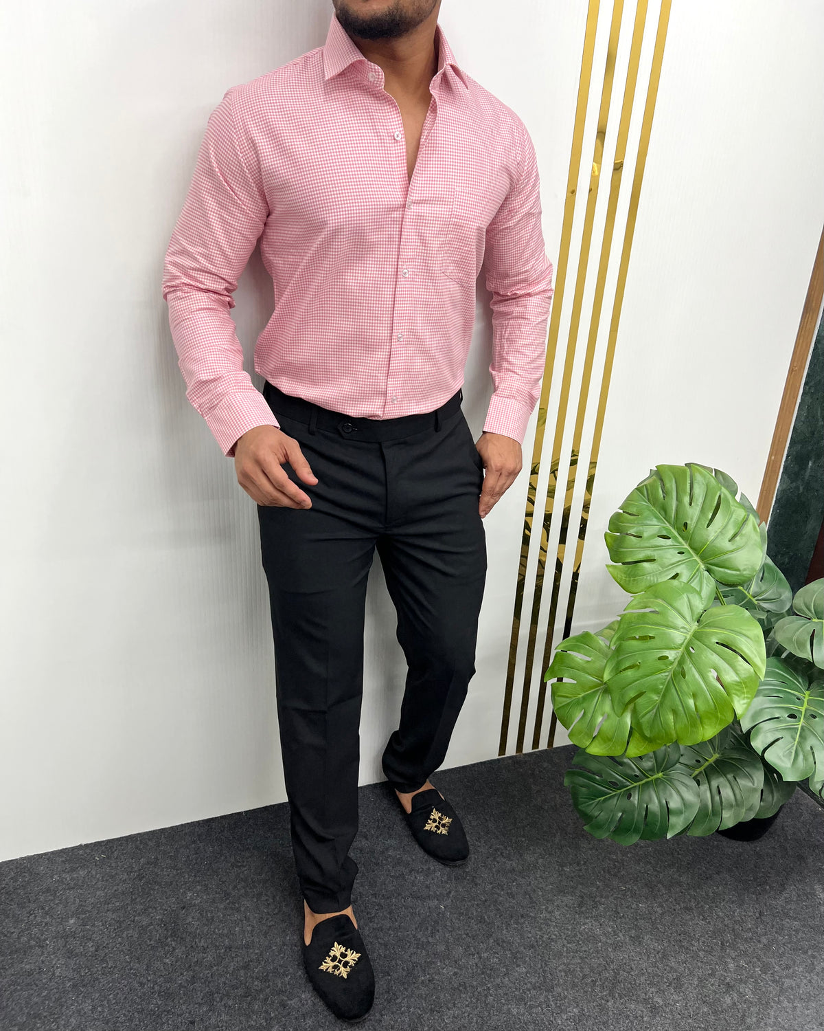 Pastel Pink Cotton Gingham Checks Shirt