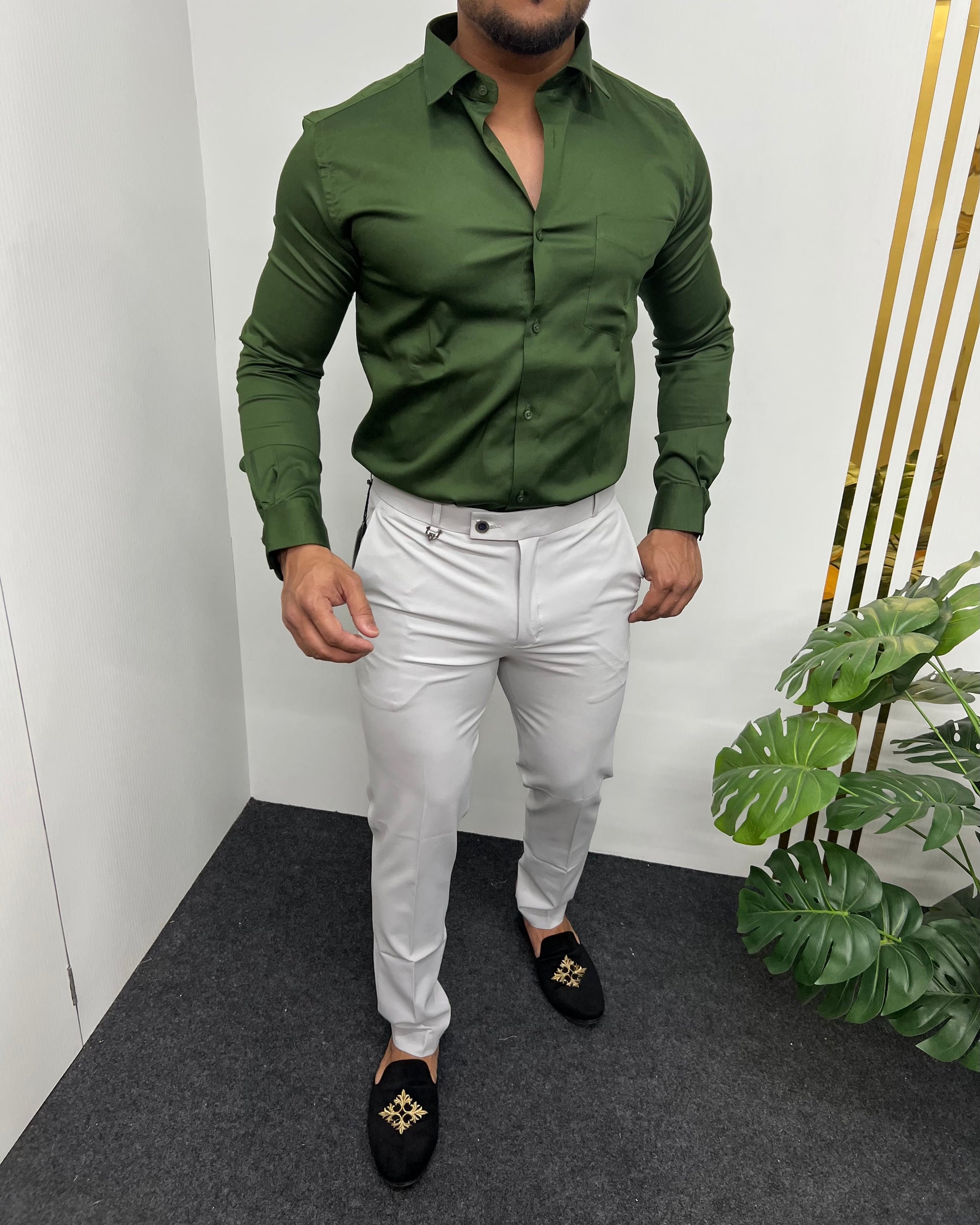 Mehandi Cotton Satin Shirt