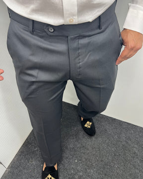 Dark Gray Straight Fit Dobby Flexiwaist Business Class Formal Pant