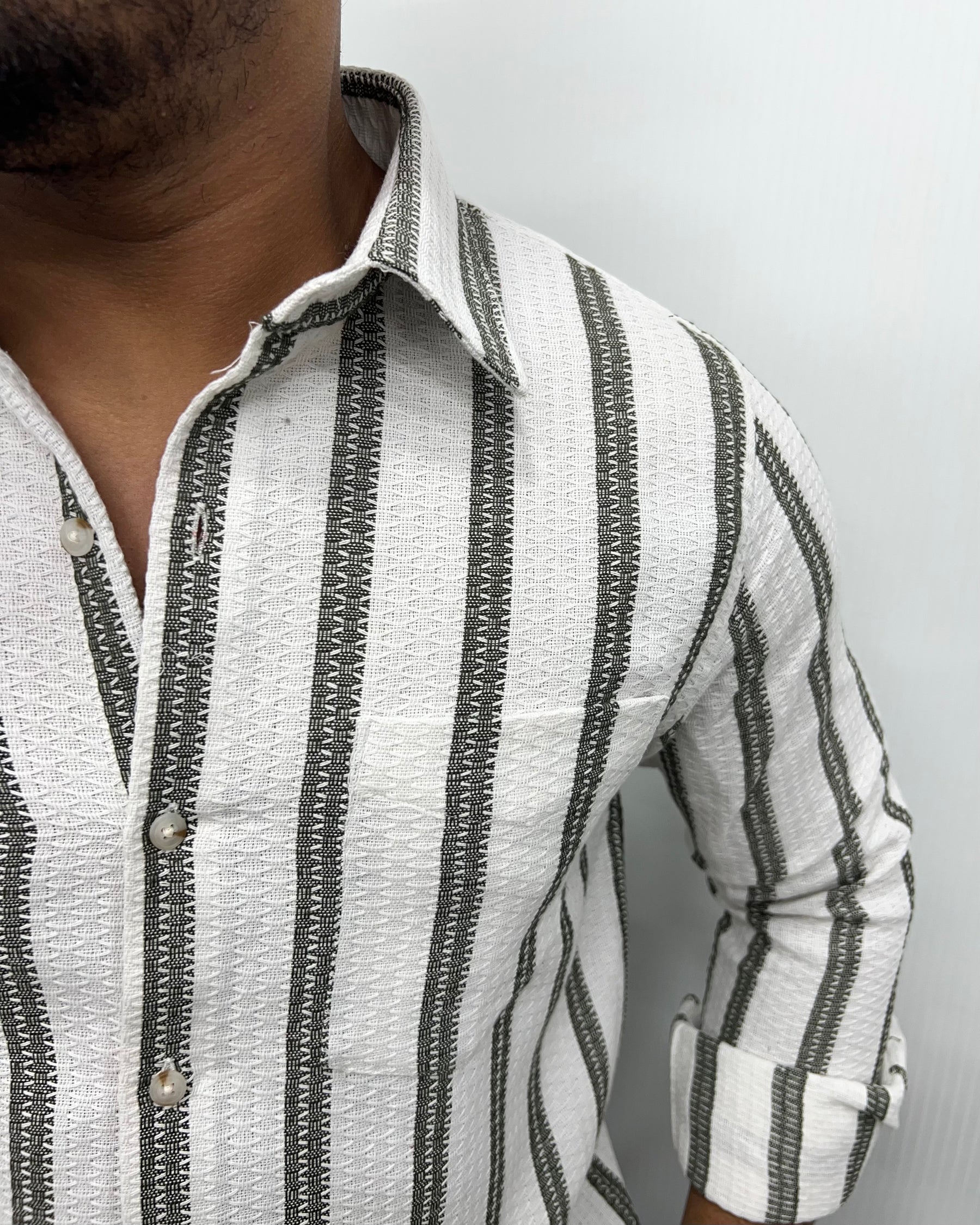 Self Striped Jute Cotton Shirt