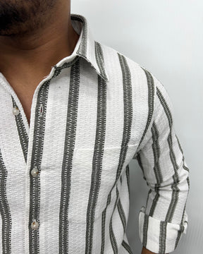 Self Striped Jute Cotton Shirt