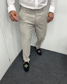 Pearl Gray Straight Fit Dobby Flexiwaist Business Class Formal Pant