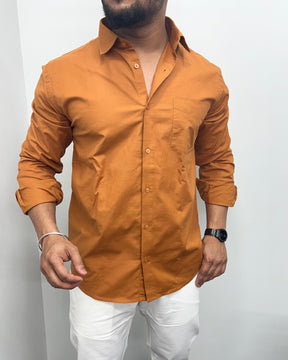 Mustard Yellow Business Class Oxford Lycra Formal Shirt