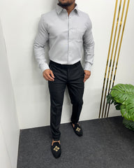 Gray Premium Cotton Polyblend Waffle Shirt
