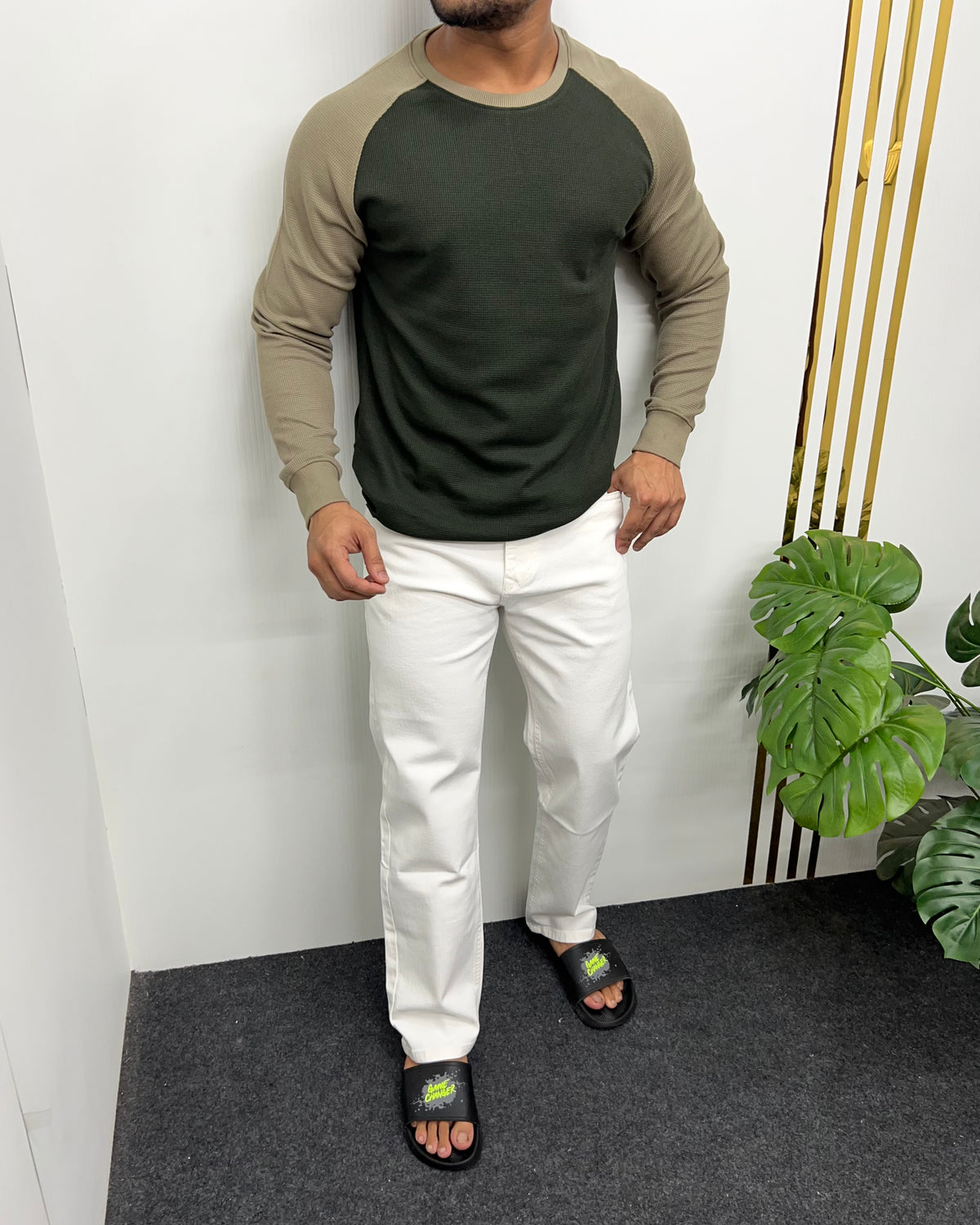 Mehandi & Khaki Raglan T-Shirt