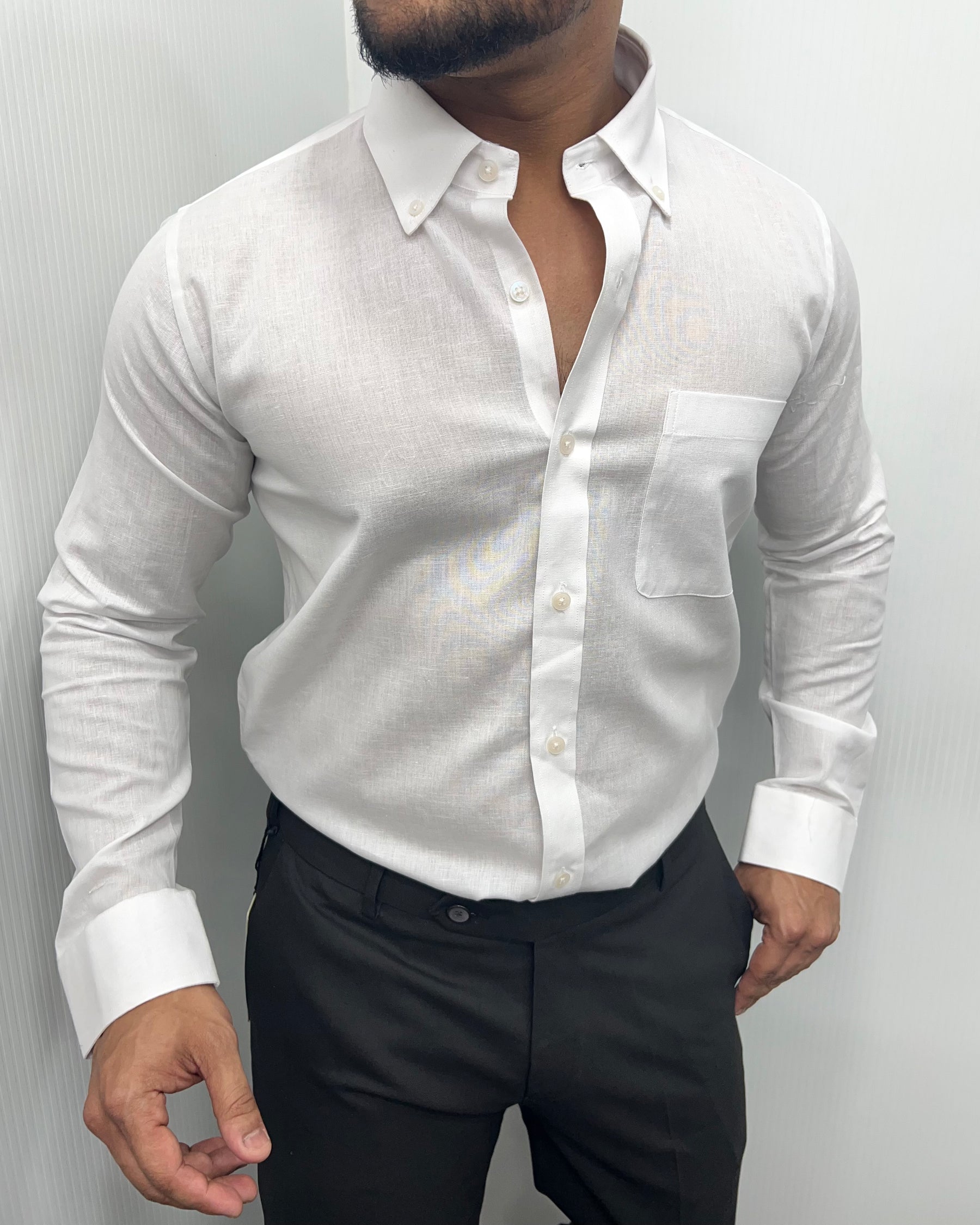 White Cotton Linen Shirt