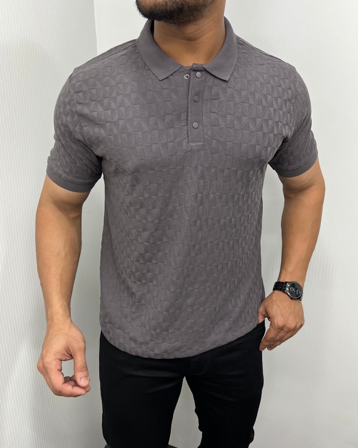 Dark Gray Premium Jacquard T-Shirt