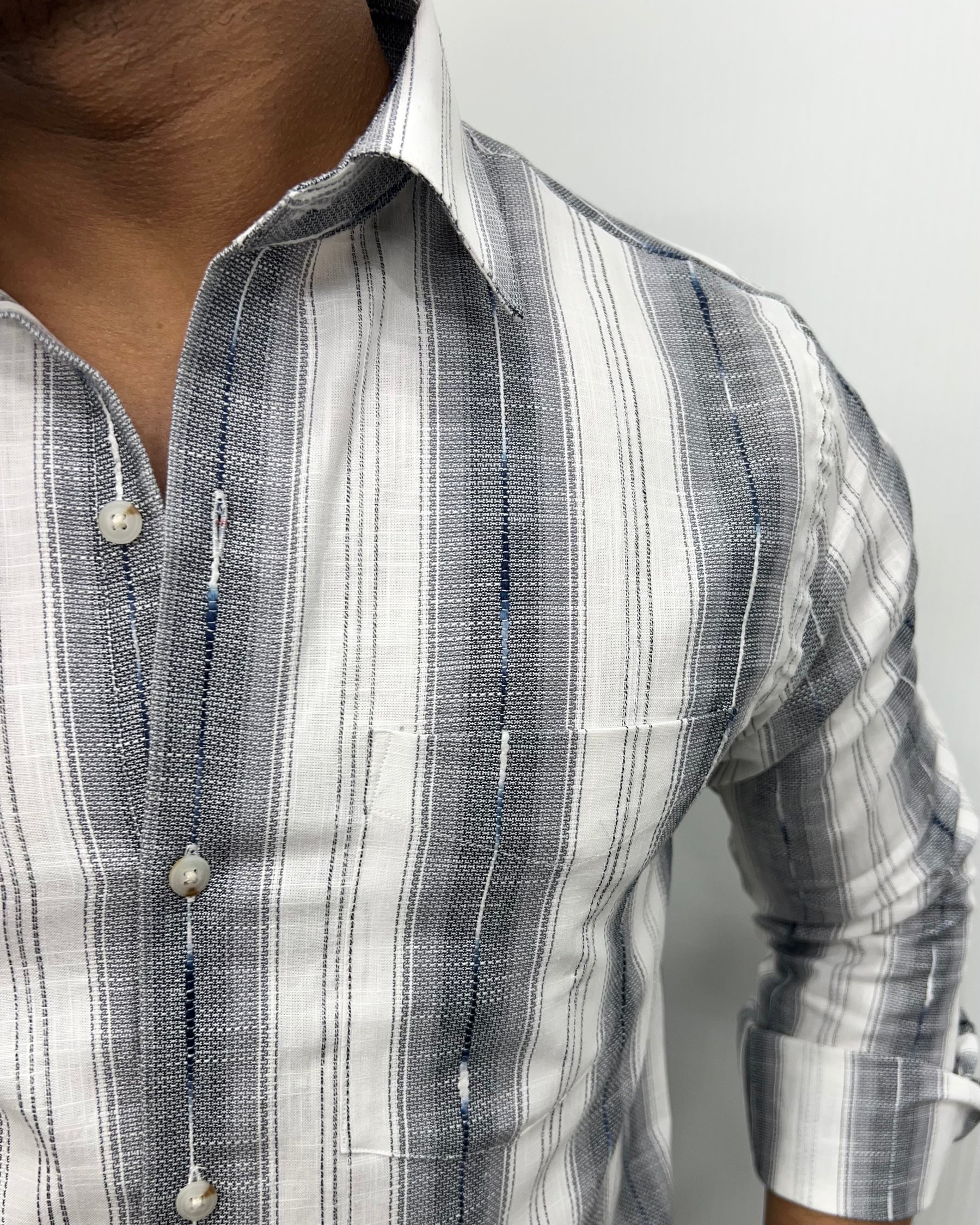 Self Striped Jute Cotton Shirt
