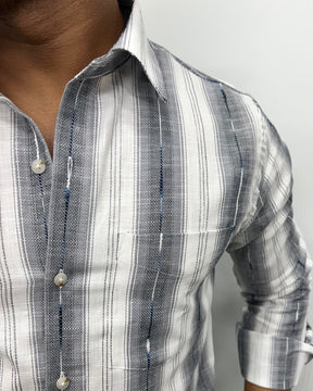 Self Striped Jute Cotton Shirt