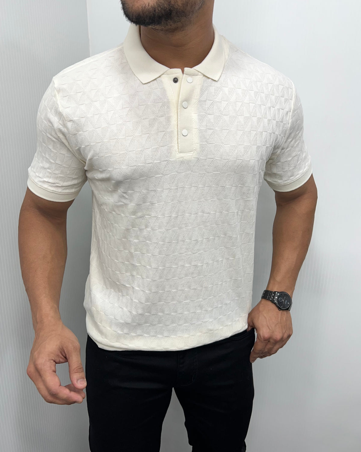 Off White Premium Jacquard T-Shirt