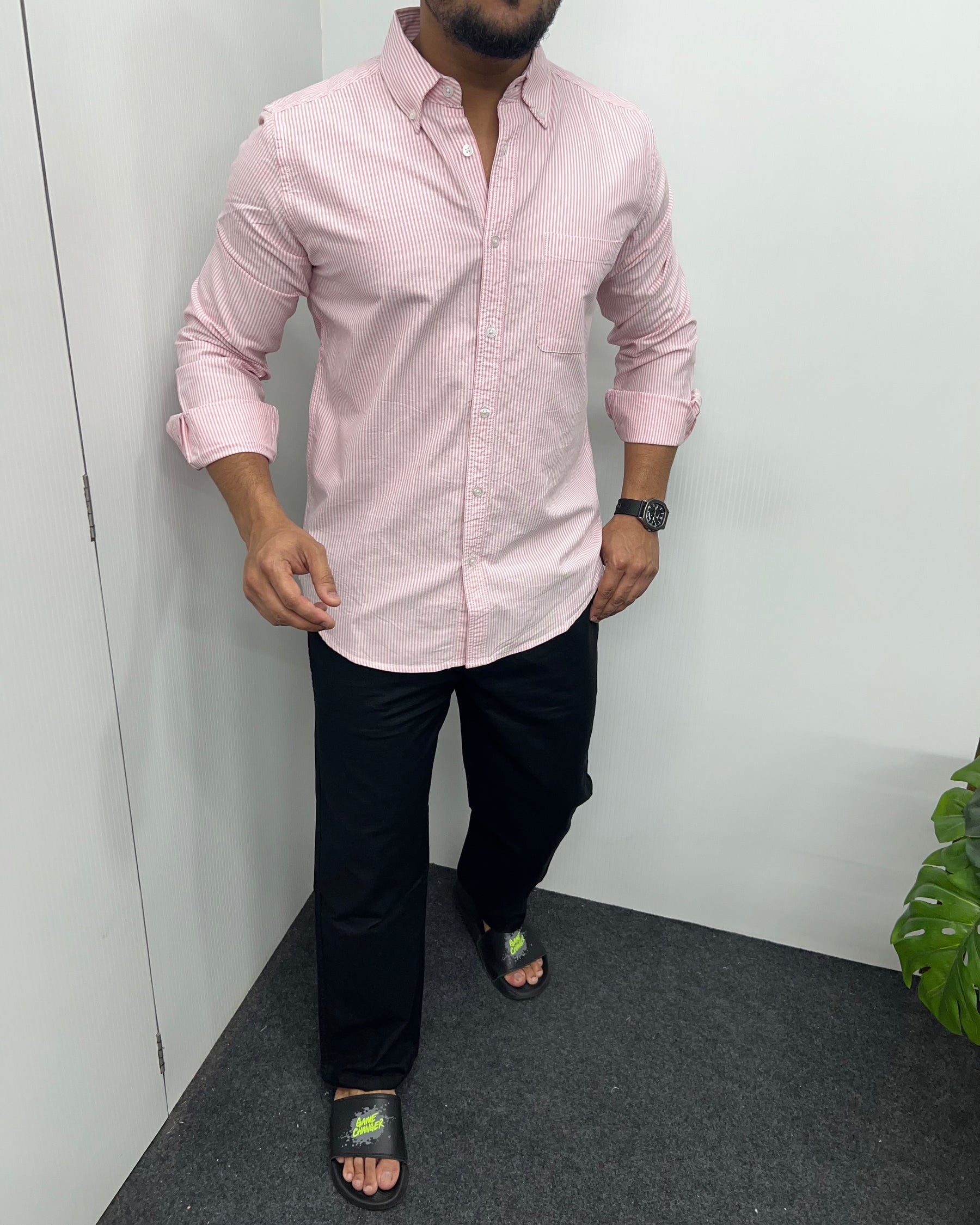 Light Pink Cotton Oxford Striped Shirt