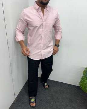 Light Pink Cotton Oxford Striped Shirt