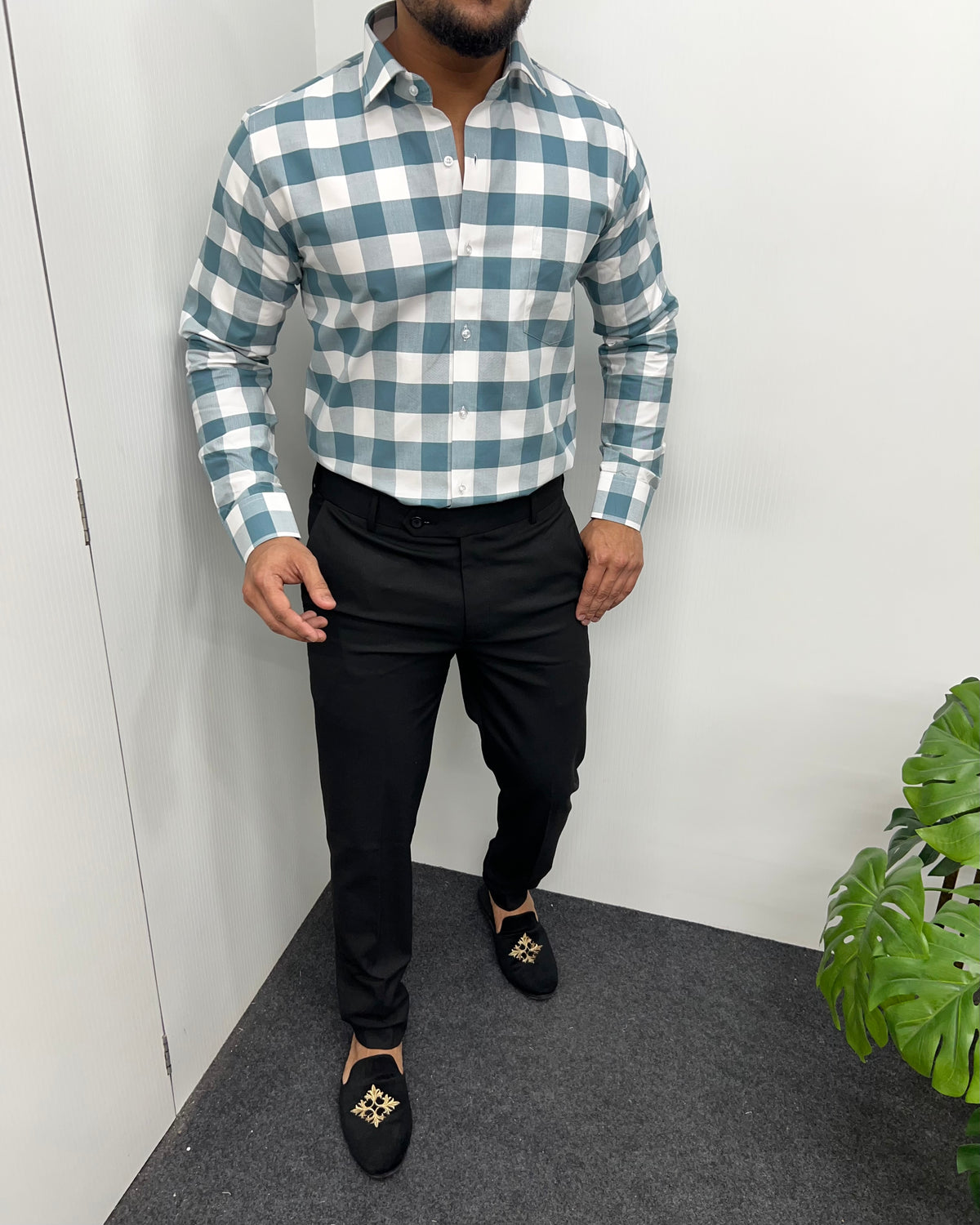 Sea Green Checkered Shirt