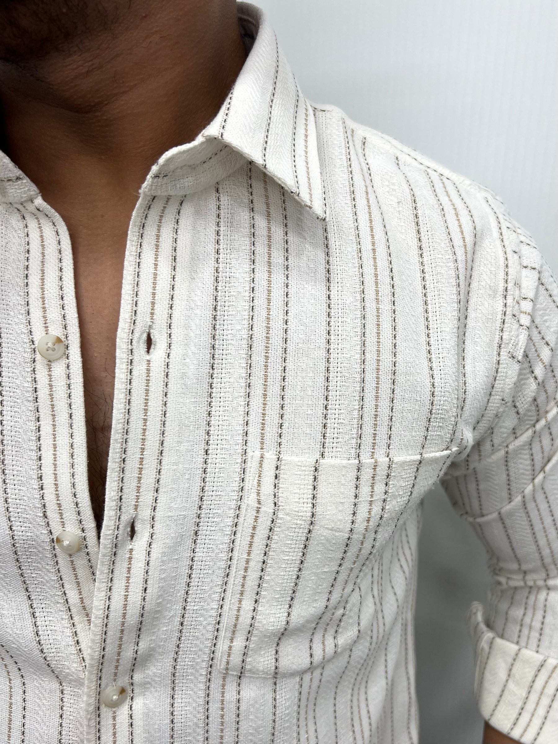 Self Striped Jute Cotton Shirt