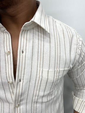 Self Striped Jute Cotton Shirt