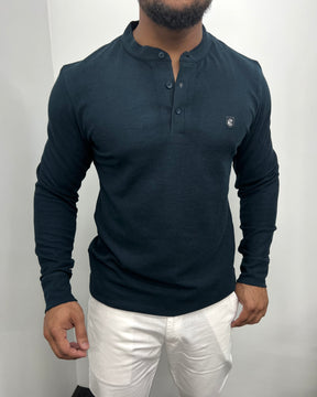 Chintamani Premium Cotton Waffle Henley Neck Full Sleeve T-Shirt