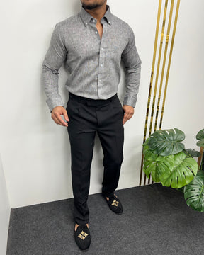 Gray Melange Cotton Linen Shirt