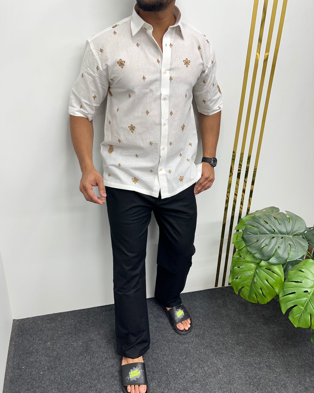 Embroidery Cotton Linen Half Shirt