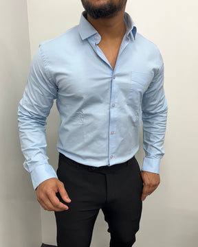 Baby Sky Blue Business Class Oxford Lycra Formal Shirt