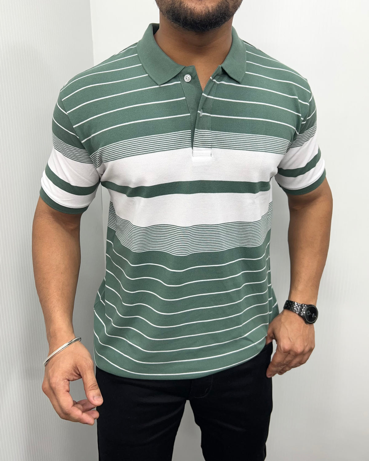 Pista Collar Matty Striped T-Shirt