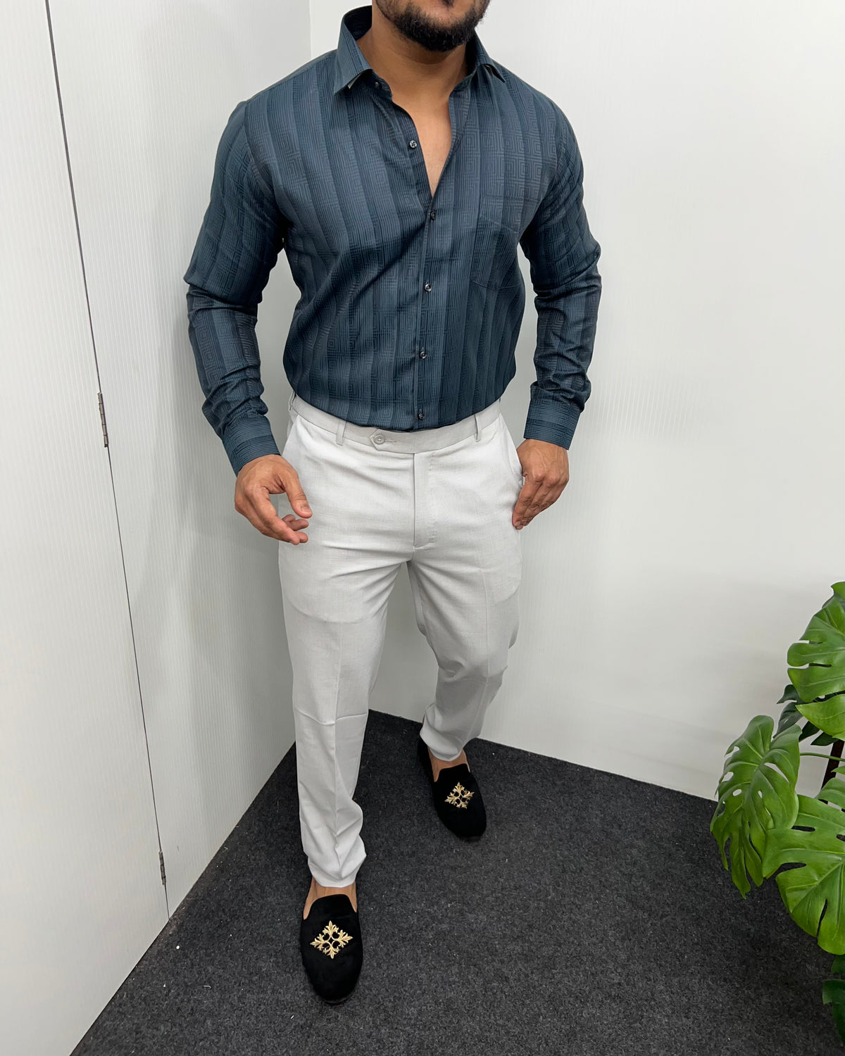 Chintamani Blue Premium Giza Finish Shirt