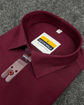 Maroon Business Class Oxford Lycra Formal Shirt