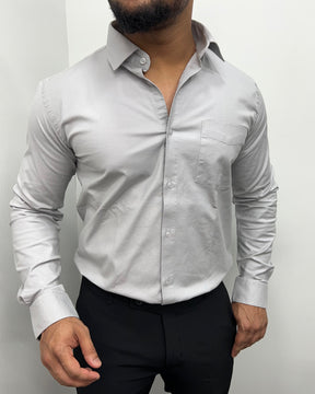 Light Gray Business Class Oxford Lycra Formal Shirt