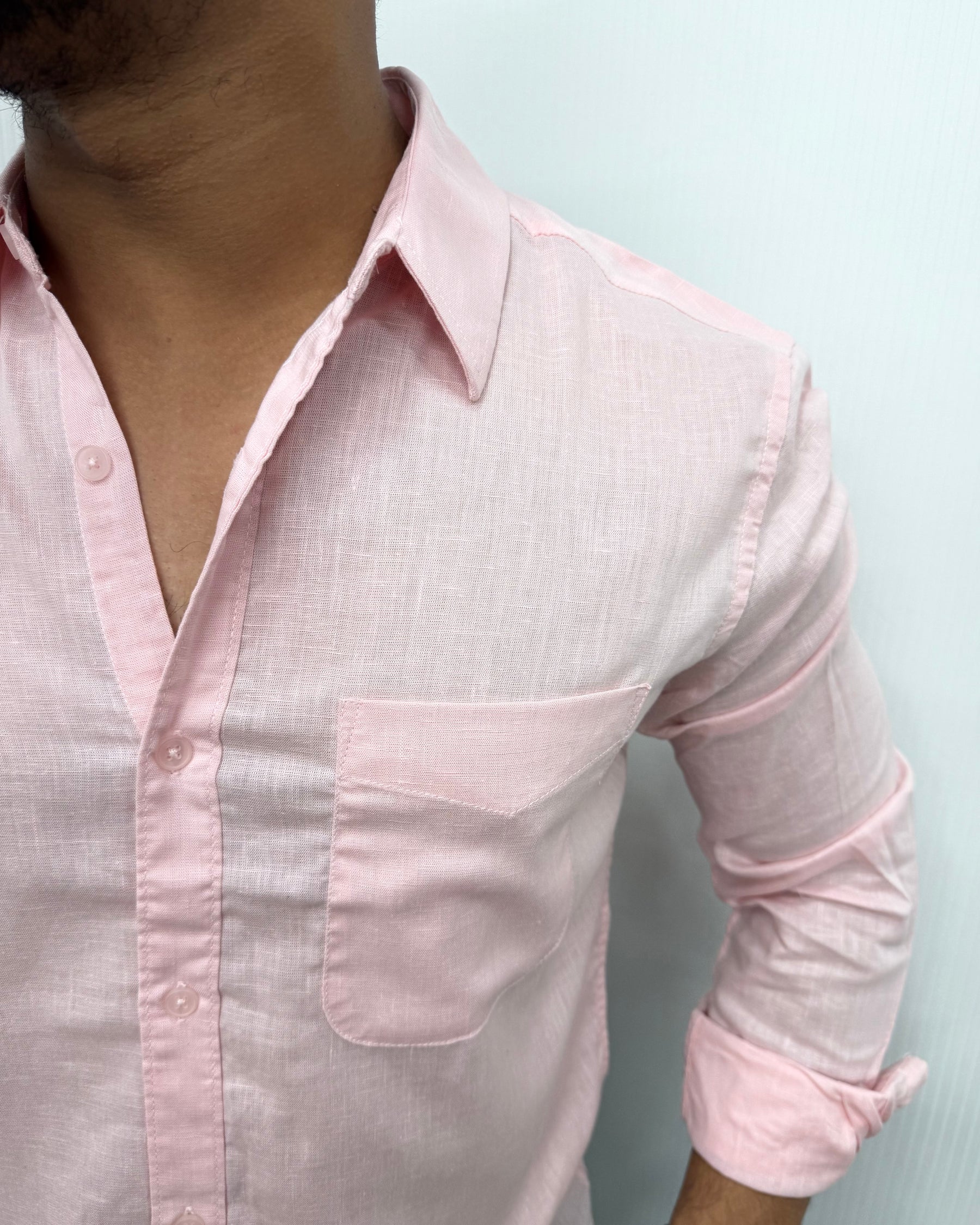 Baby Pink Lyocell Linen Shirt