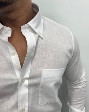 White Cotton Linen Shirt