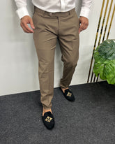 Melange Khaki Flexiwaist Business Class Formal Pant