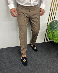 Melange Khaki Flexiwaist Business Class Formal Pant