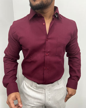 Maroon Premium Cotton Polyblend Waffle Shirt