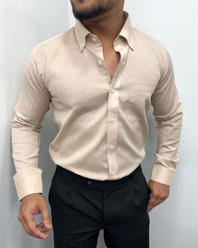 Beige Cotton Linen Shirt