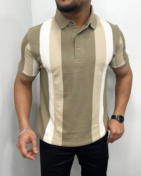Khaki Matty Structure Striped T-Shirt