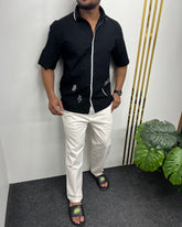 Embroidery Cotton Linen Half Shirt