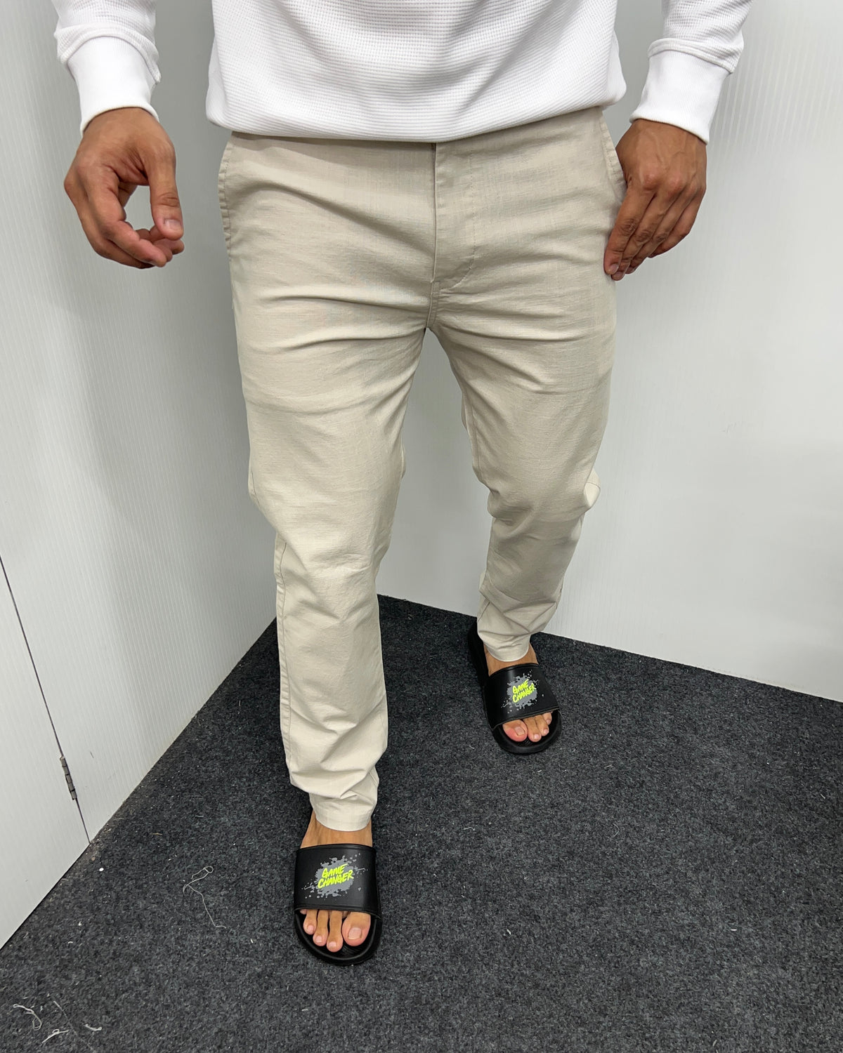Mill Made Beige Cotton Linen Pant
