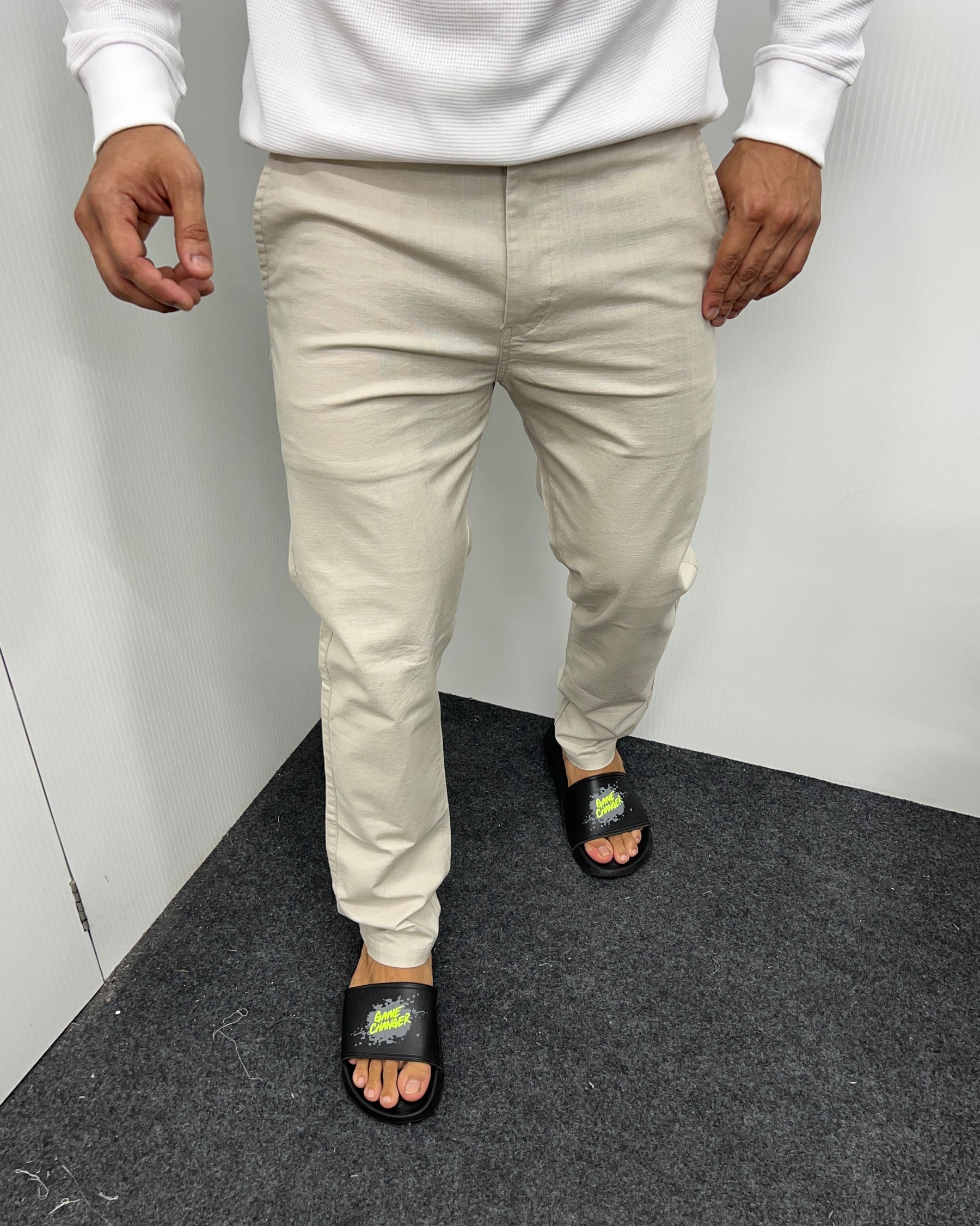 Mill Made Beige Cotton Linen Pant
