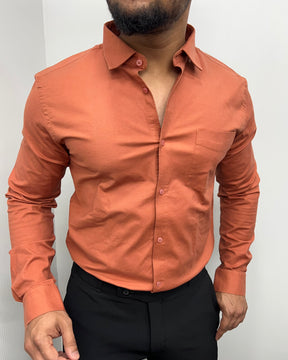 Coral Business Class Oxford Lycra Formal Shirt