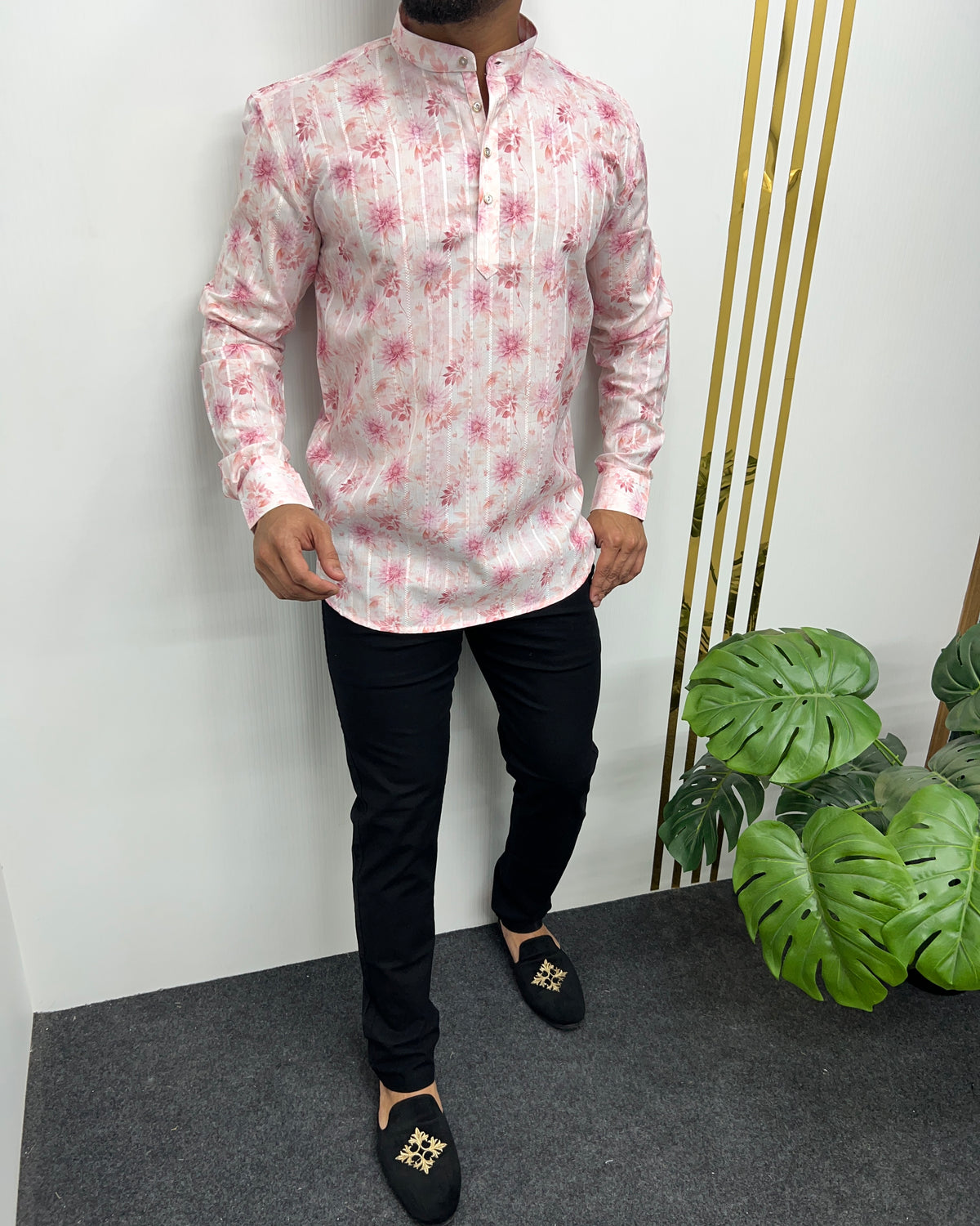 Jari Fabric Printed Premium Short Kurta