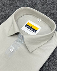 Cement Gray Business Class Oxford Lycra Formal Shirt