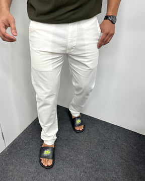 Mill Made White Cotton Linen Pant