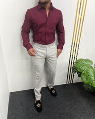 Maroon Premium Cotton Polyblend Waffle Shirt