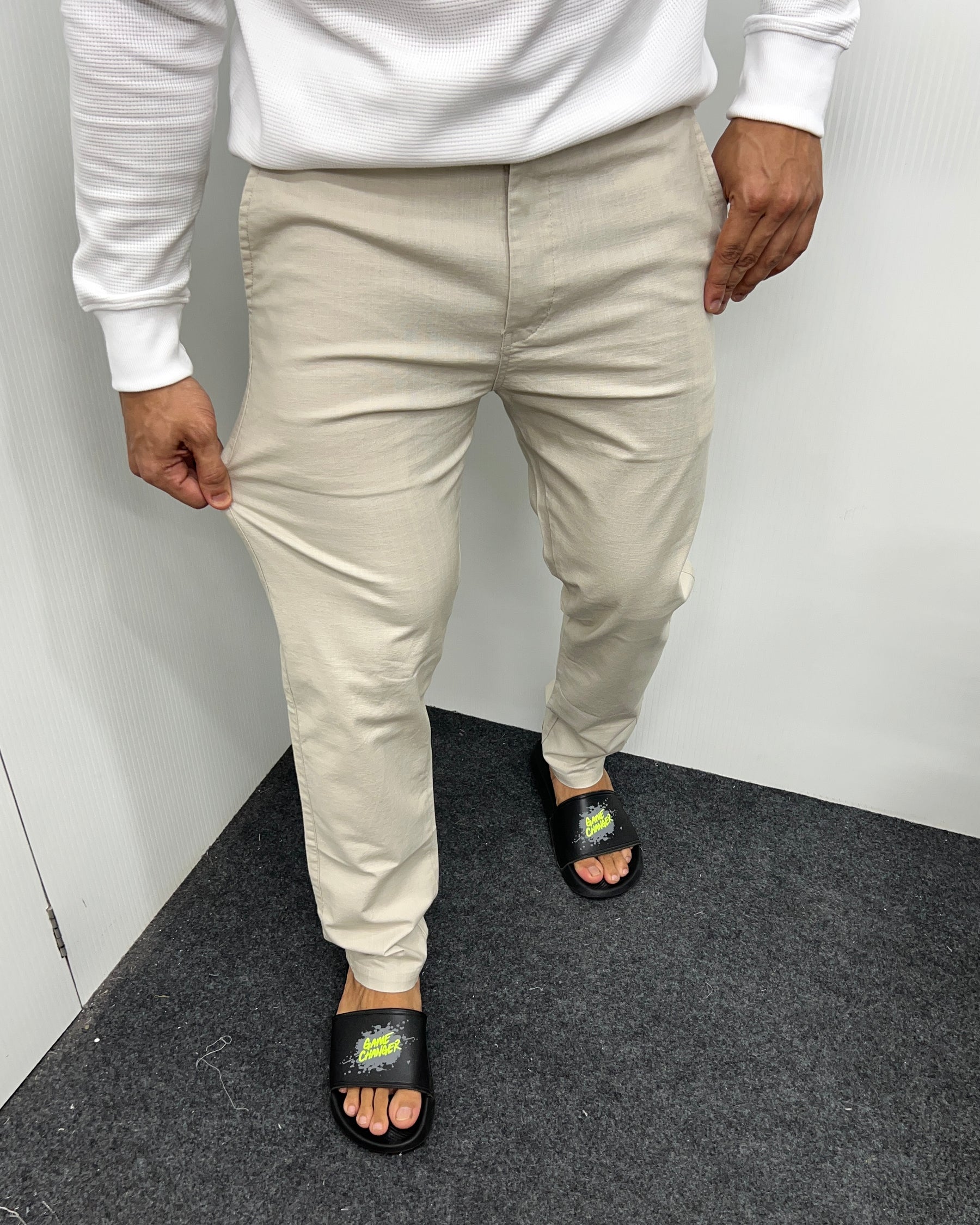 Mill Made Beige Cotton Linen Pant