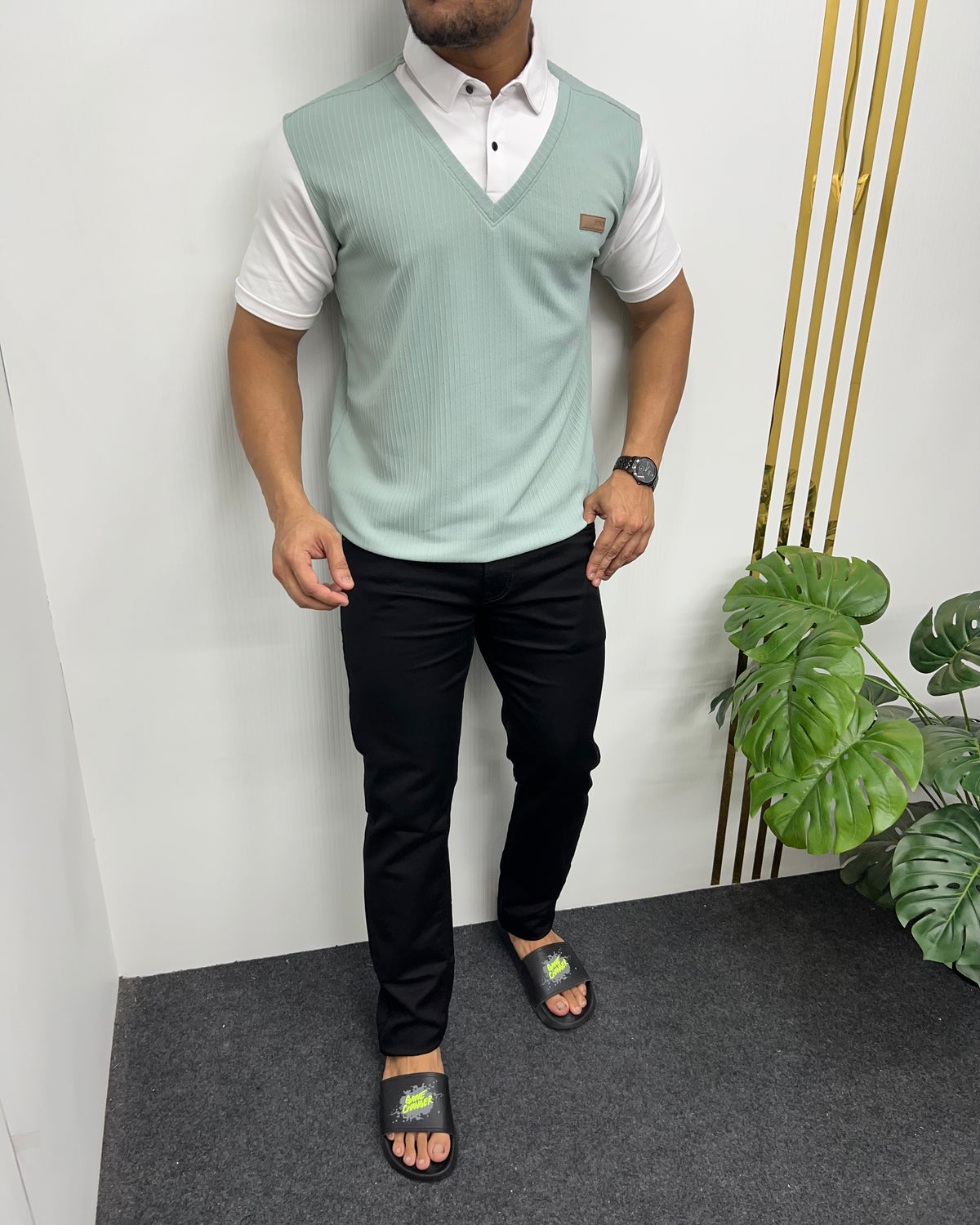 Pista & White Plaid T-Shirt