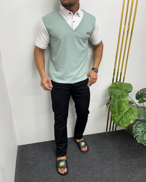 Pista & White Plaid T-Shirt
