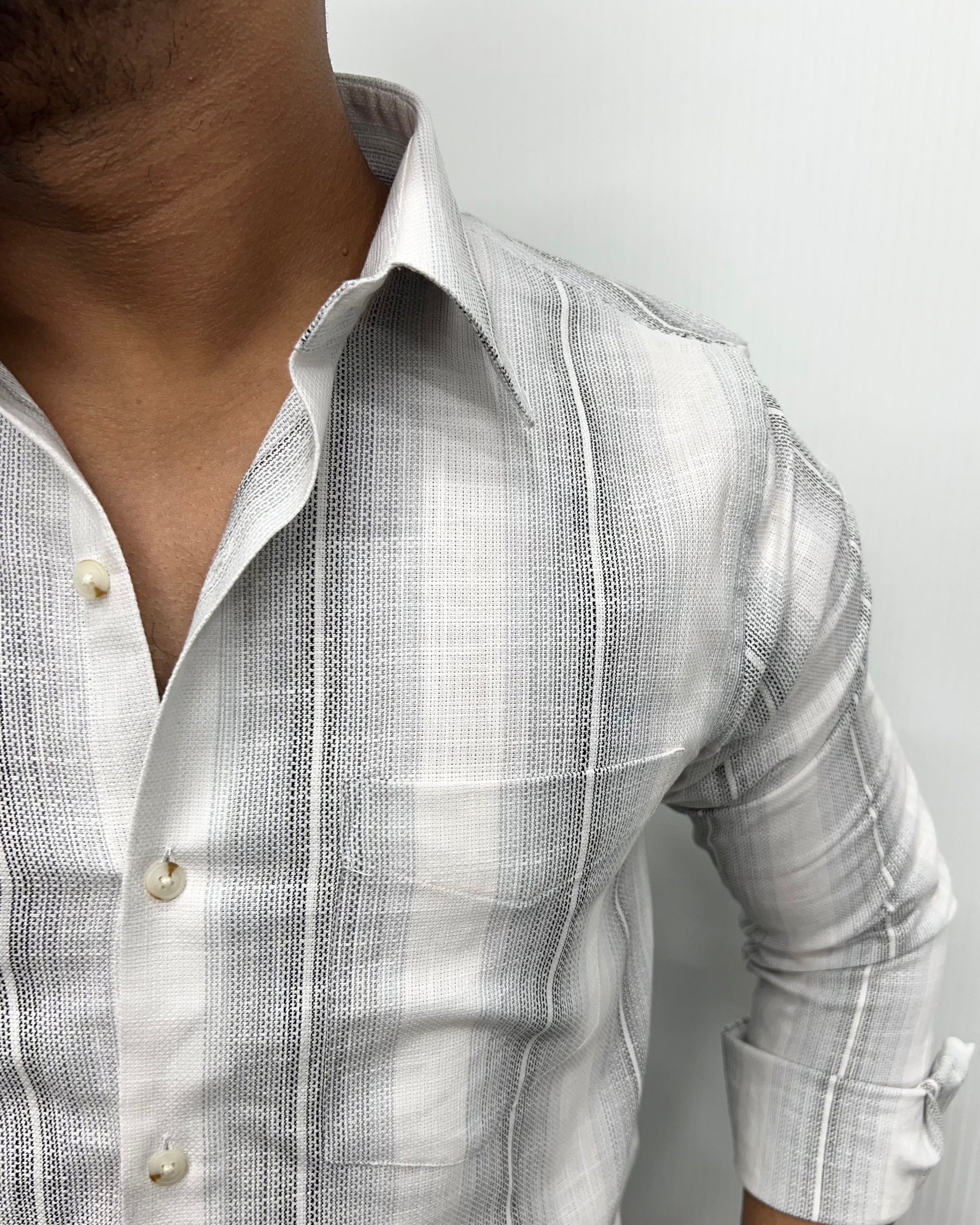 Self Striped Jute Cotton Shirt