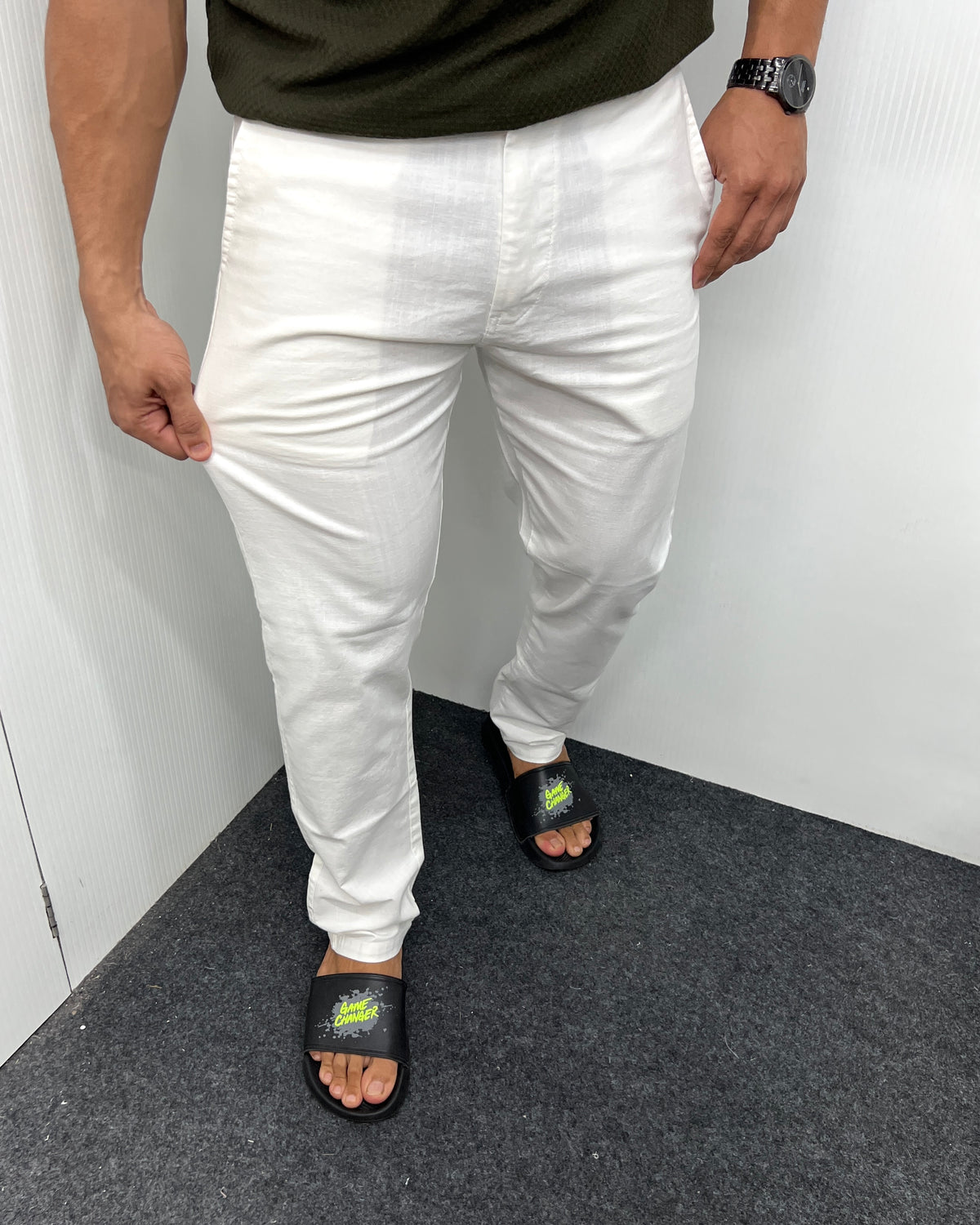 Mill Made White Cotton Linen Pant