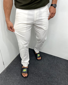 Mill Made White Cotton Linen Pant