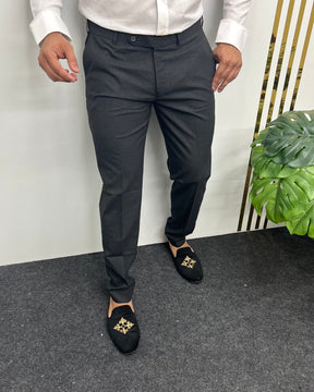 Melange Dark Gray Flexiwaist Business Class Formal Pant